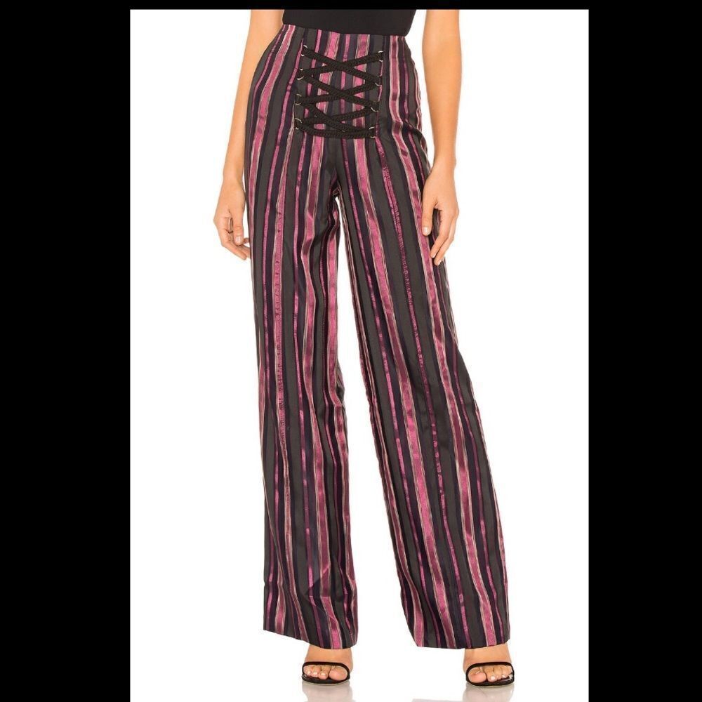 House of Harlow 1960 Pink and Black Wide Leg Pants